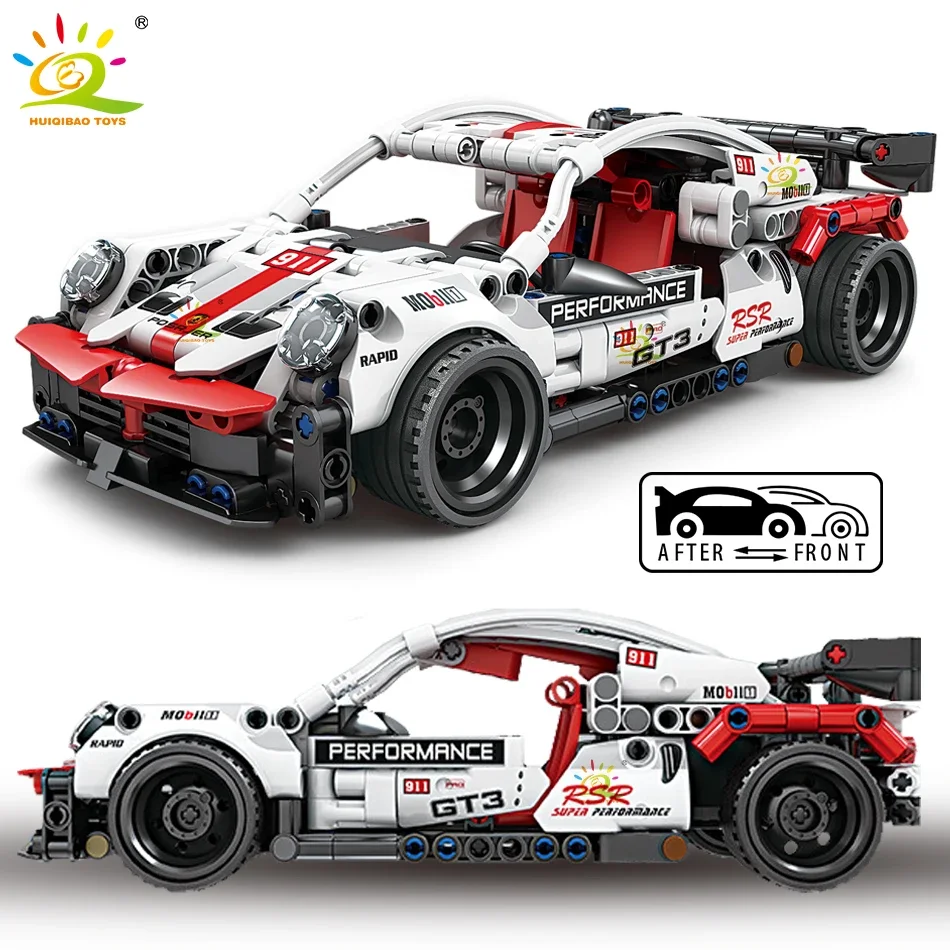 

HUIQIBAO 463pcs Technical Sports Champions Car Building Blocks Pull-Back Supercar City Racing Vehicle Toy for Children Boys Gift