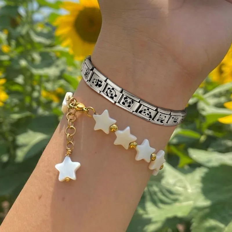 جديد ريترو الحب القلب دونات أحمر الشفاه عيون النحل الزركون الإيطالية سحر الروابط صالح 9 مللي متر سوار الفولاذ المقاوم للصدأ DIY بها بنفسك صنع المجوهرات #4