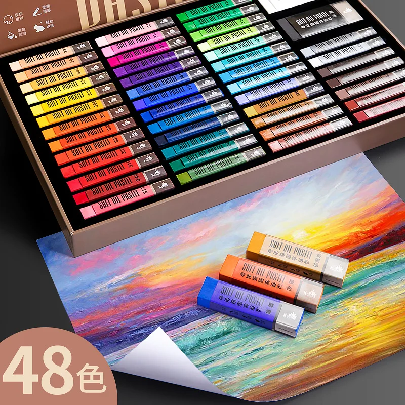 Kuelox Solid Oil Pastel Set 48 Colors Professional MINI Oil Pastel Soft Color Pastel Art Painting Supplies