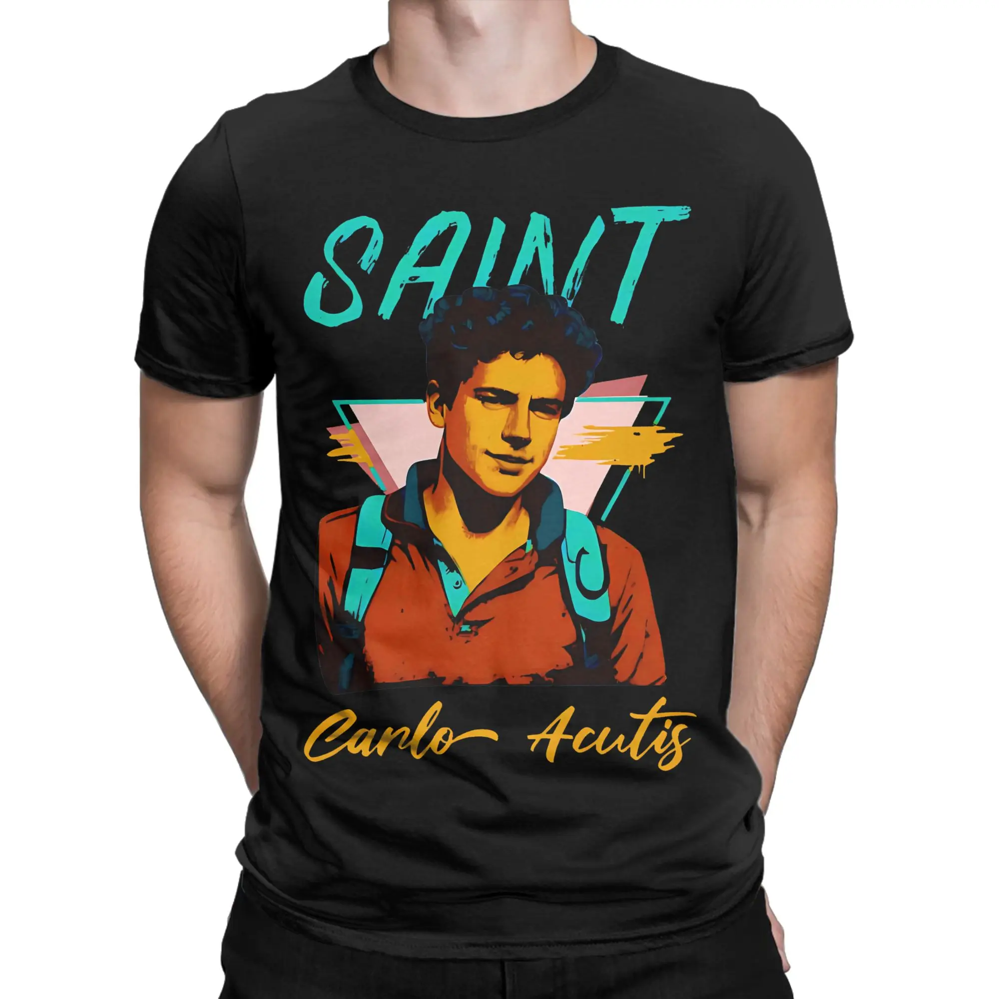 Funny Carlo Acutis T-Shirts Men O Neck 100% Cotton T Shirt  Short Sleeve Tees New Arrival Clothing