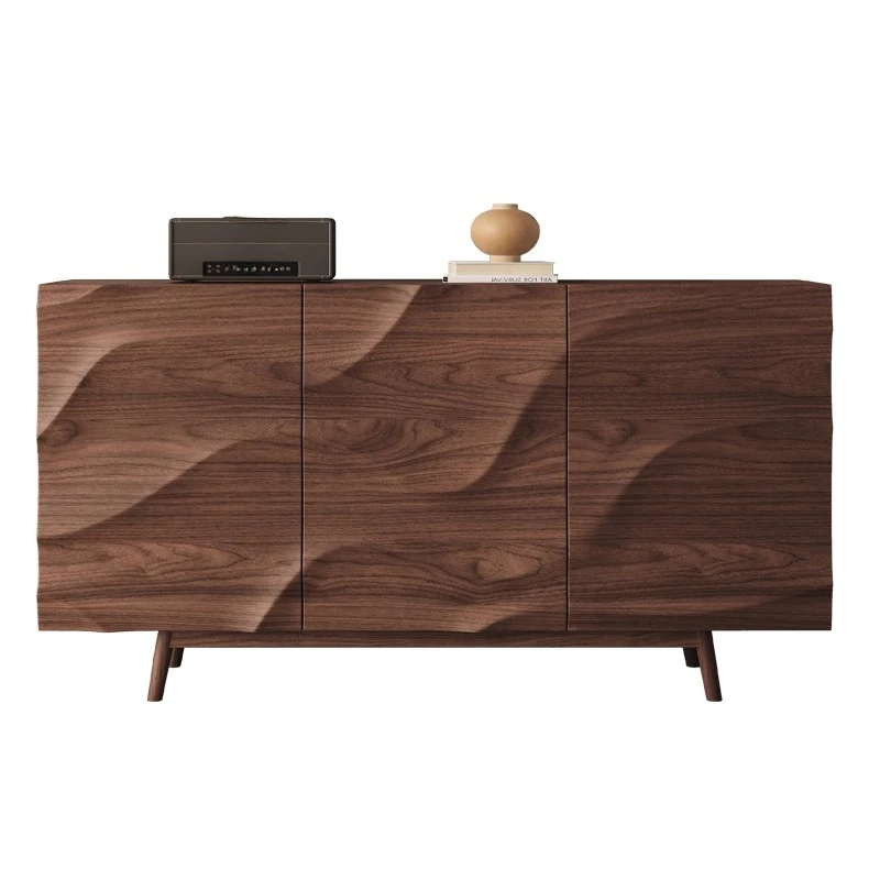 Quanyou Muebles para el hogar Gabinete lateral de comedor de madera maciza, gabinete divisorio de nogal medieval, almacenamiento de sala de estar de villa retro