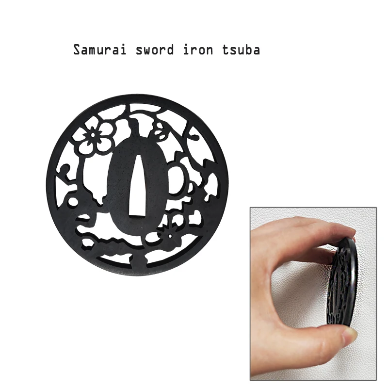 Iron Samurai Sword Tsuba Handle Guard For Japanese Katana Wakizashi-Lasr Cutting-Martial Art Equipment-Prunus Mume