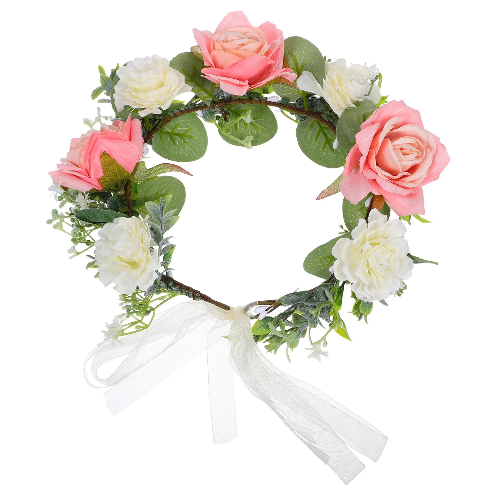 

Flower Garland Rose Wreath Headband Floral for Girls Headbands Headdress Valentine Women Braided Print Bride