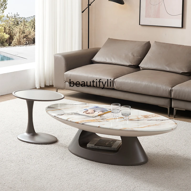 Cream Style Tea Table Combination Modern Simple Home Living Room Oval Tea Table