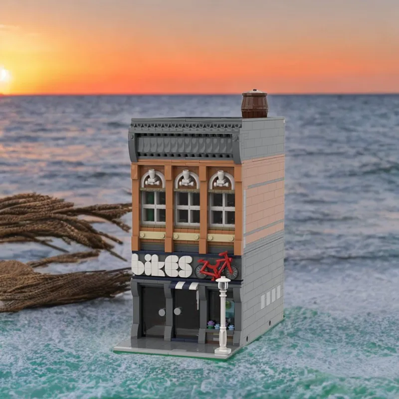 

1497PCS Street View Series Bike Shop City Building Model Moc DIY Education Model Building Blocks Creative Toy