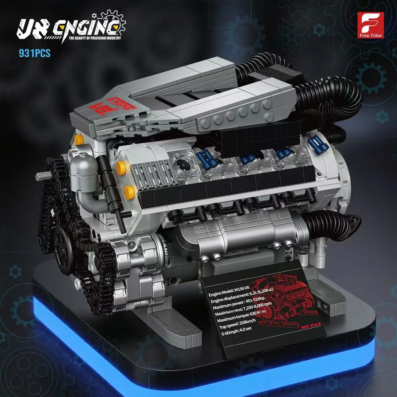 

Automotive V8 Engine Model Electric Drive Mechanical Toy Small Particle Assembly Building Kit for Learning And Fun 36303