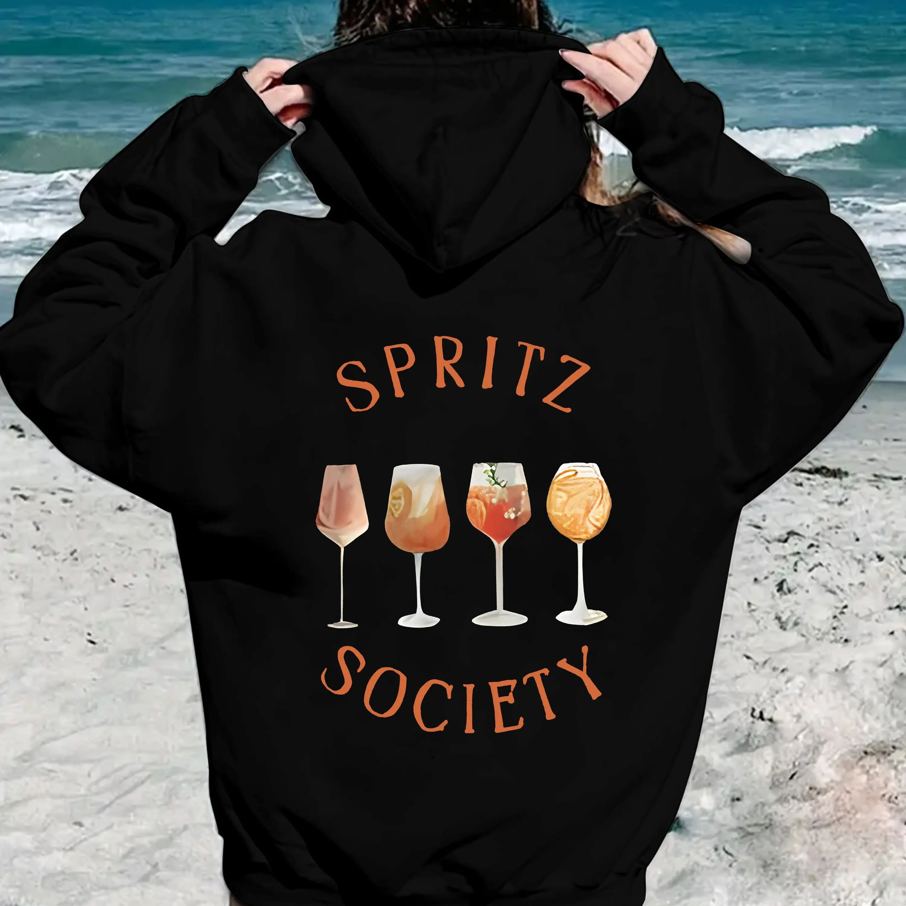 

Beverage Graphic Printing Autumn and Winter Cotton Men's and Women's Hoodies Casual Outdoor Street Sports Loose Training Brand