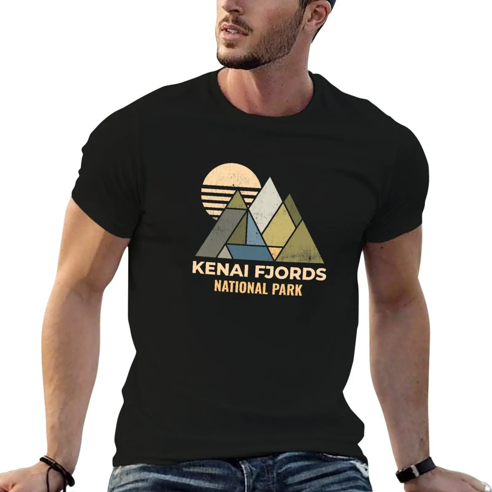 

Kenai Fjords Alaska Distressed T-Shirt cotton t shirts man 100% man t shirts for men casual t shirts with prints T-Shirt