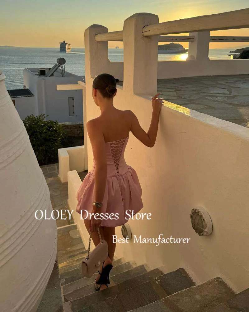 OLOEY-vestido de coquetel sem alças para mulheres, mini vestidos curtos simples de baile, fofos e adoráveis, saia de praia de aniversário e verão, vestido americano