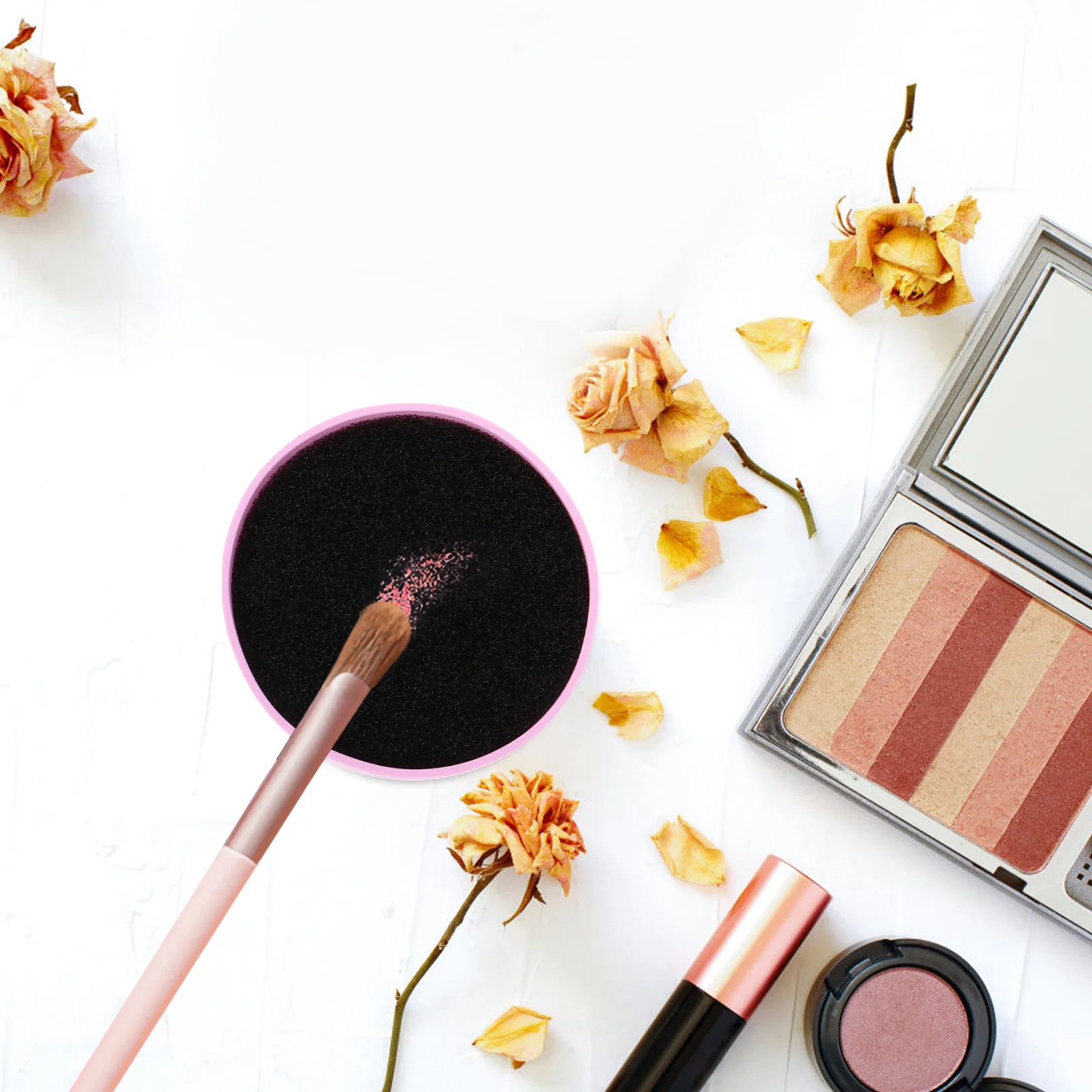 4Pcs Makeup Brush Cleaning Sponge Portable No Water Needed Easy to Carry Reusable for Home Travel Business Trips Eye Shadow