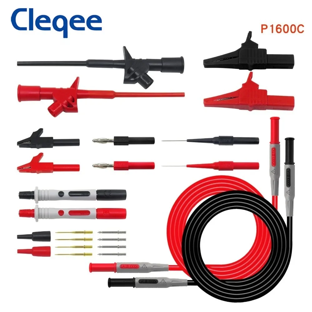 Cleqee P1600 series High Quality Multimeter Test Lead Kit BNC-Test Cable Test Probe IC Test Hook Automotive Repair Tool Set