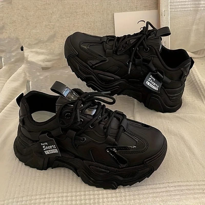 2025 Spring and Autumn New Dad Shoes, Thick Soled Height Increasing Soft Leather Fashion Versatile Single Shoes