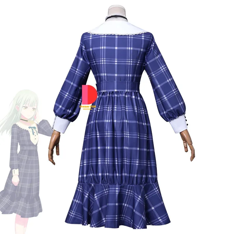 أزياء أنيمي بانج دريم AveMujica Mortis التأثيرية فستان أزرق منقوش لطيف للبالغين كوميك كون لعب الأدوار في حفلات الهالوين