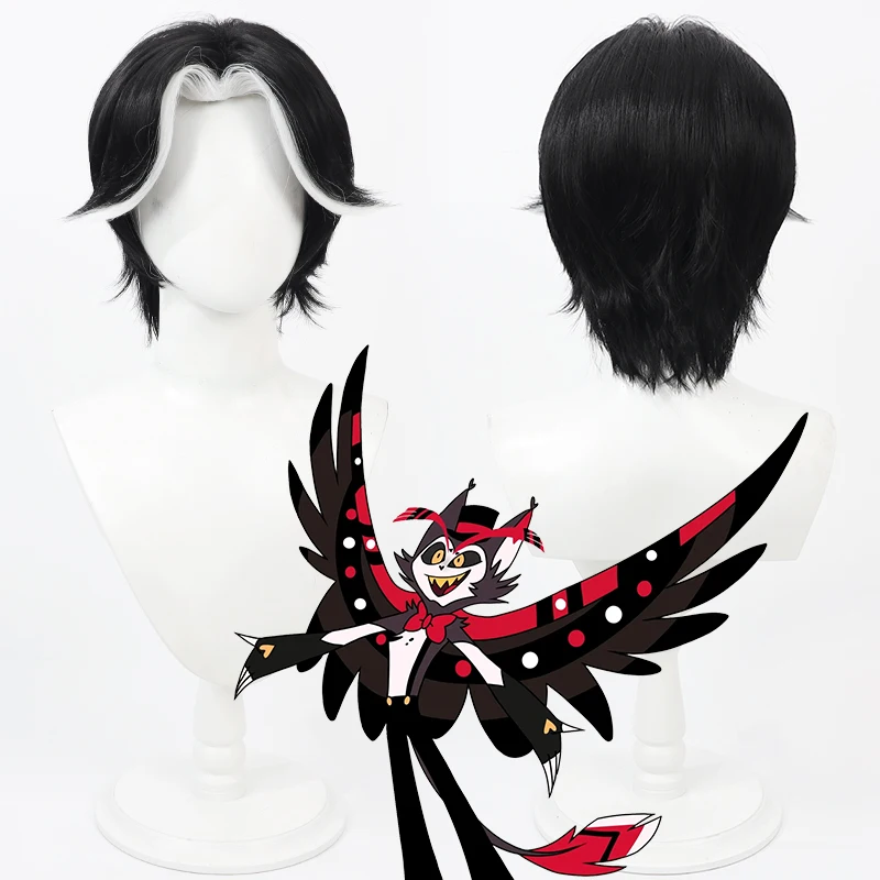 Game Hazbin Husk Cosplay Anime Hotel Husk Cosplay Wig Short Heat Resistant Synthetic Hair Halloween