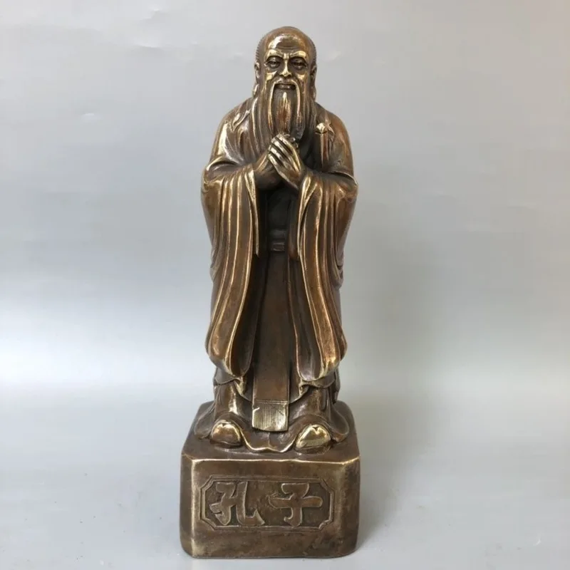 Figurine for Home, Entryway, Office, Study, Teacher's Souvenir, Antique Brass Confucius Statue