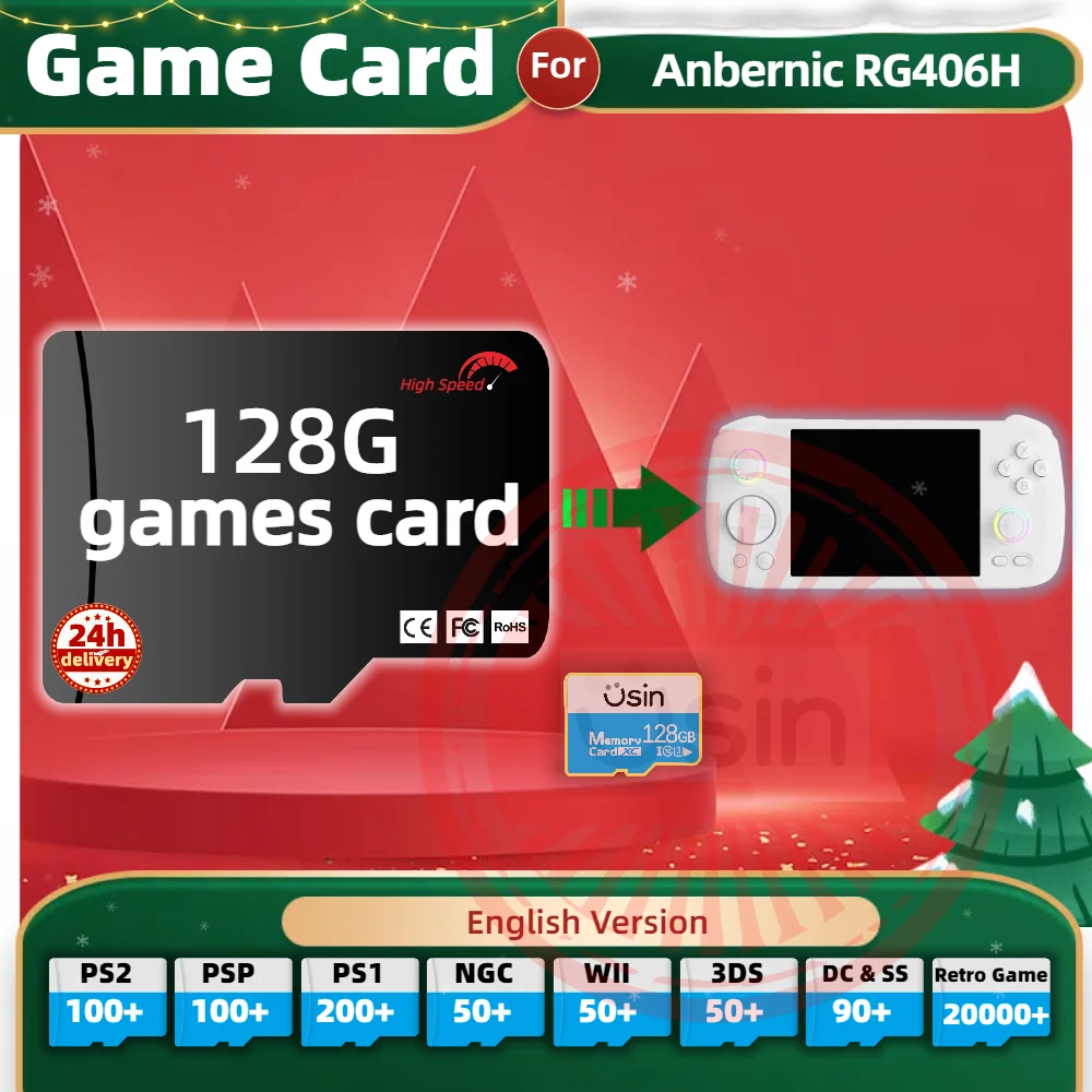 Memory Game Card For Anbernic RG406H English version Retro PS2 PSP Games Android Gaming portable Console SD TF H-Speed 128G