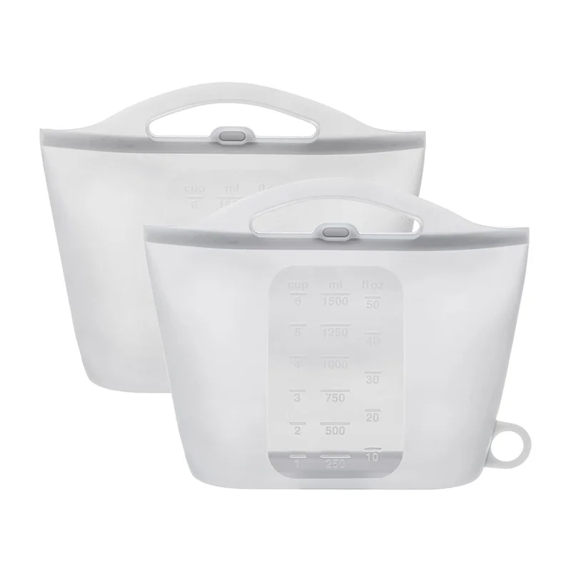 كيس بخار سعة 1.5 لتر قابل لإعادة الاستخدام للمنزل والسفر، عبوتان من حقيبة تعقيم الميكروويف السيليكونية، حافظة طازجة #1