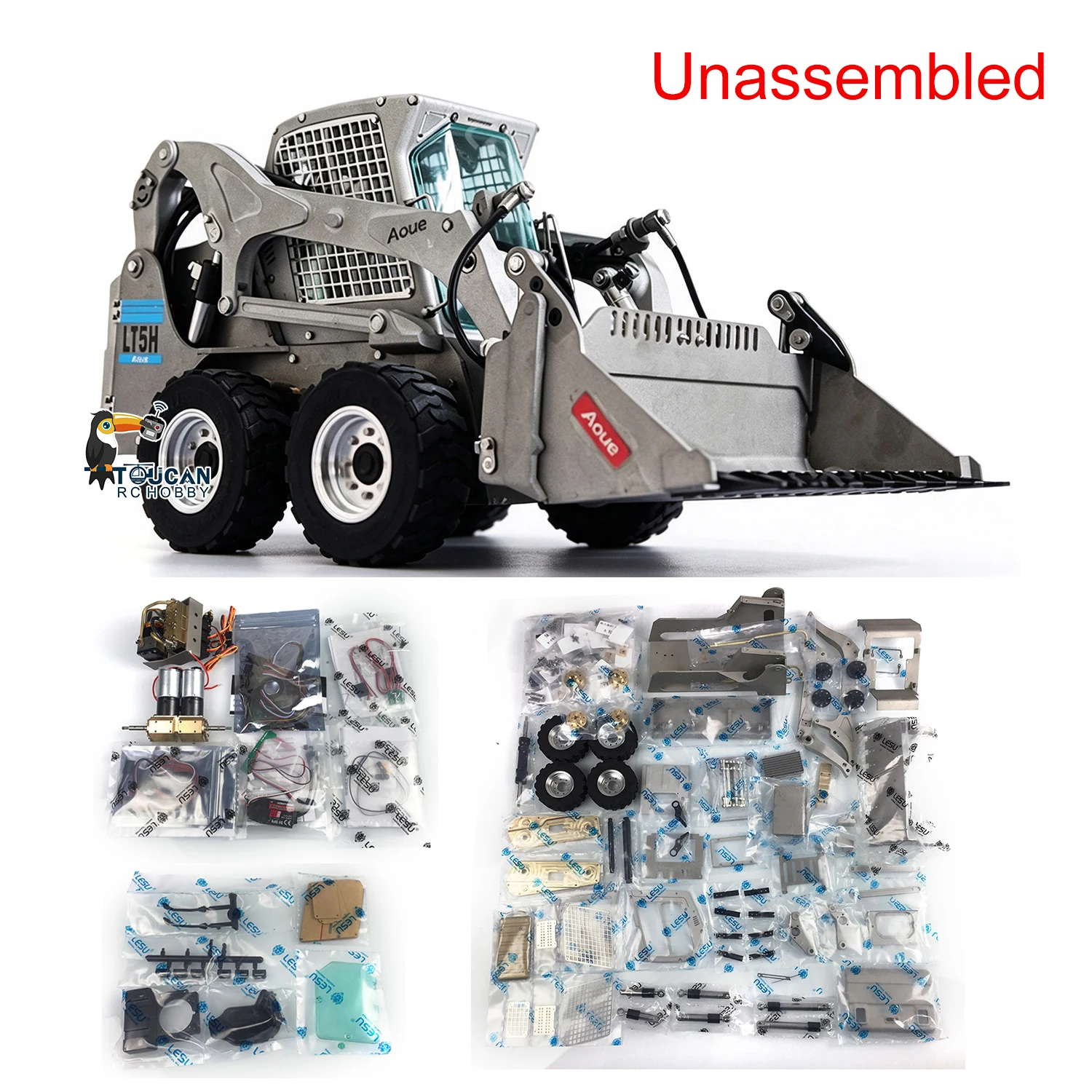 1/14 LESU RC Hydraulic Loader Metal Aoue-LT5H Wheeled Skid-Steer Light Sound DIY Mover Model TH17188-SMT2
