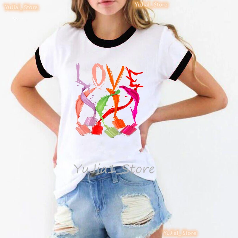 

Love Fingernail Nail Letter Print Tshirt 90s Clothes Female T Women Top Short Sleeve Fashion Tshirt Summer Graphic T-Shirts