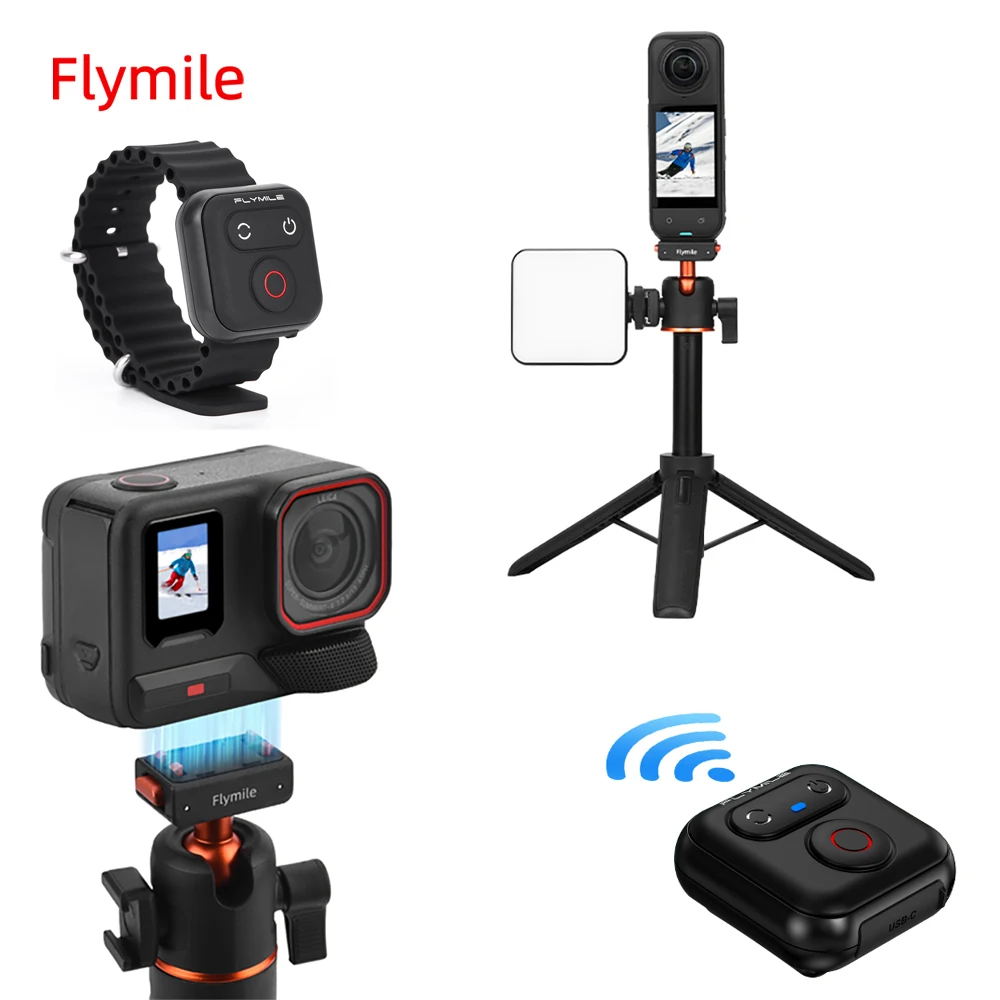 

Быстросъемный штатив Flymile, 21,25 дюйма, палка для селфи для Insta360 X5/Ace Pro 2, аксессуары, ручка, 50 м, Bluetooth-контроллер