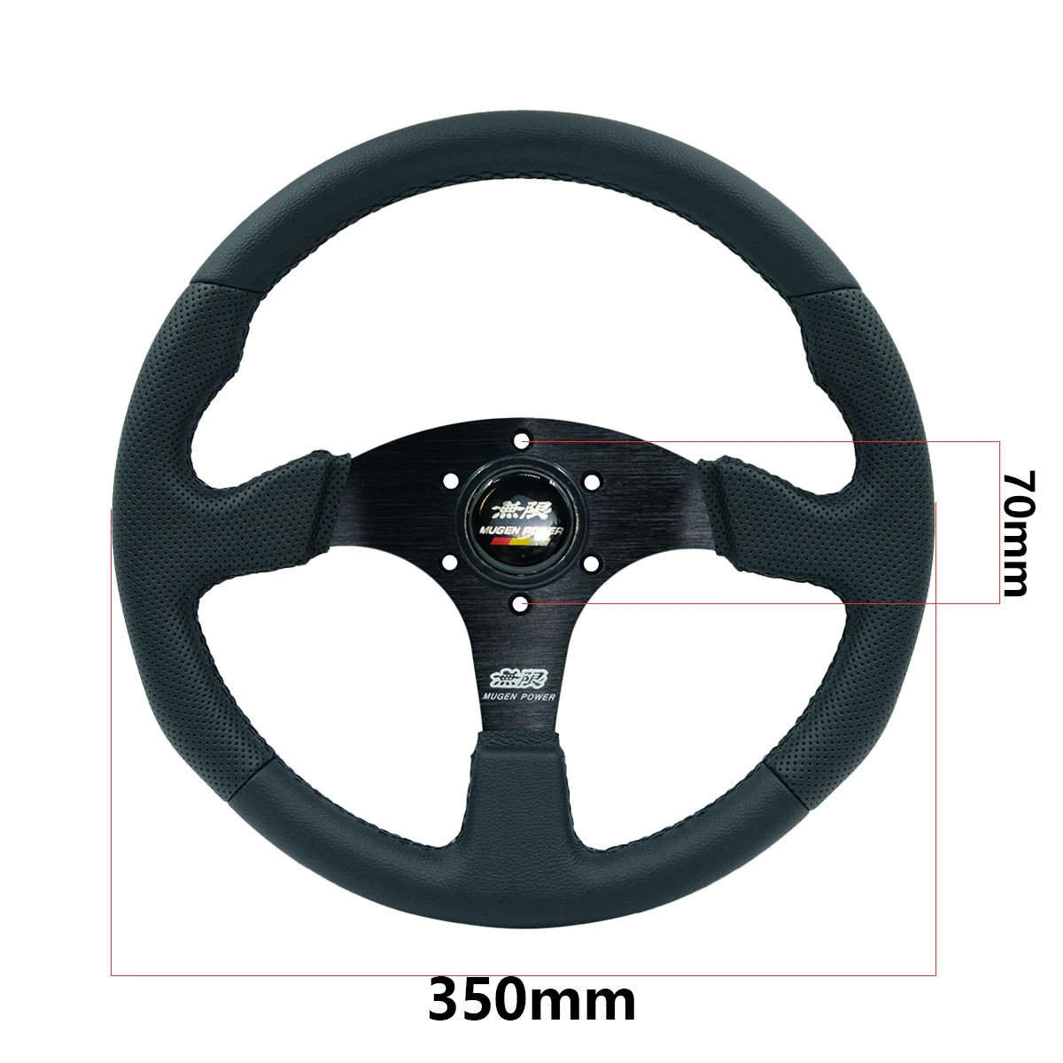 14 Inch 350MM Mugen Steering Wheel Car Gaming Console Modification Flat Leather Black Line MUGEN Wheel for Racing Games