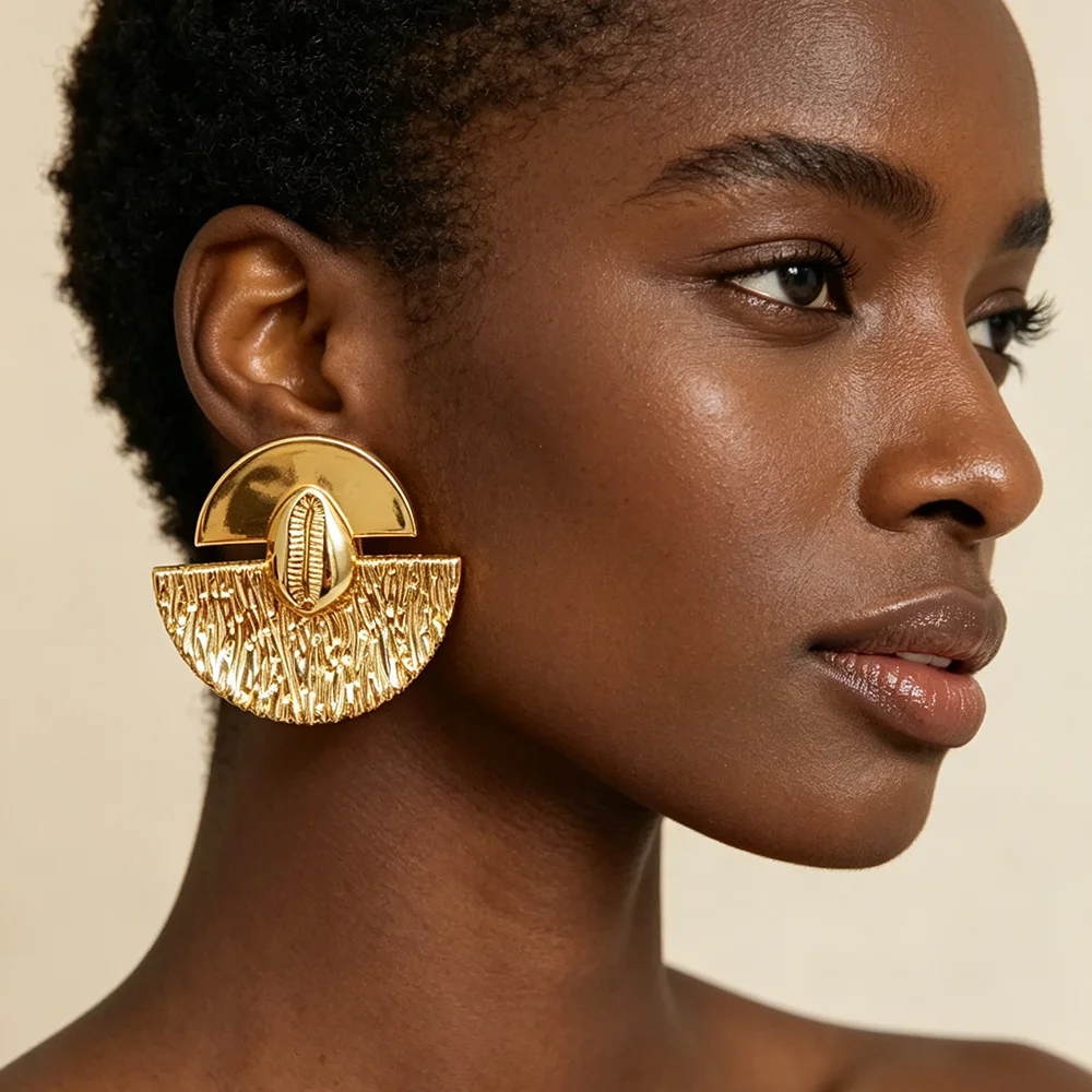 African Gold Plated Earrings and Ring Jewelry Set for Women New Design Earrings and Finger Ring Set for Brazilian Jewellery Gift