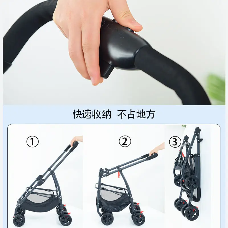 ขายส่งพับสัตว์เลี้ยงสุนัขรถเข็นเด็กหรูหราสุนัขขนาดเล็ก Travel Cart เดินจับสุนัขรถเข็นเด็กแมวรถเข็นกระเป๋า