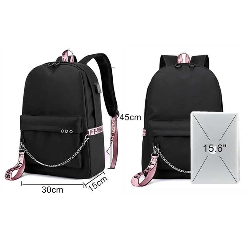 Imagem -05 - Mochila Escolar com Carregamento Usb para Meninas Adolescentes Sphynx Cat Kawaii Mochila Escolar para Estudantes Mochila com Zíper