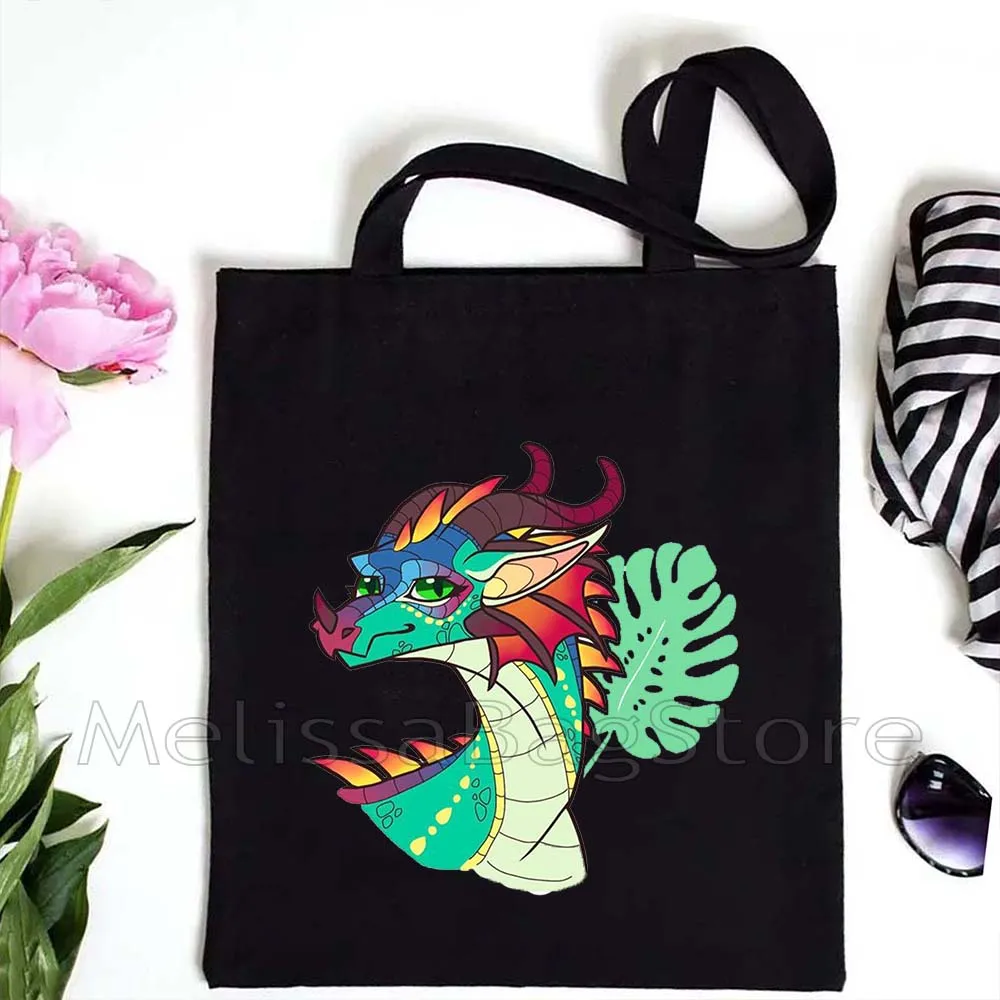 Cute Cartoon Dragons Wings of Fire Gifts Glory Peril Sunny Tsunami Turtle Winter Canvas Shoulder Tote Bag Cotton Shopper Handbag