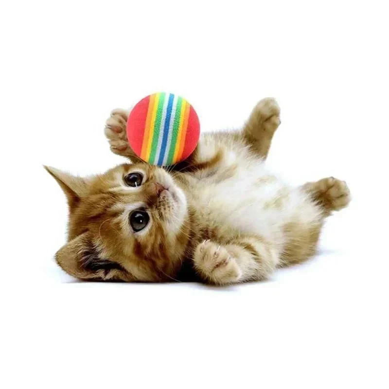 2/4/6/8/10/12pcs Colorful Pet Cat Kitten Soft Foam Rainbow Play Balls Funny Activity Toys
