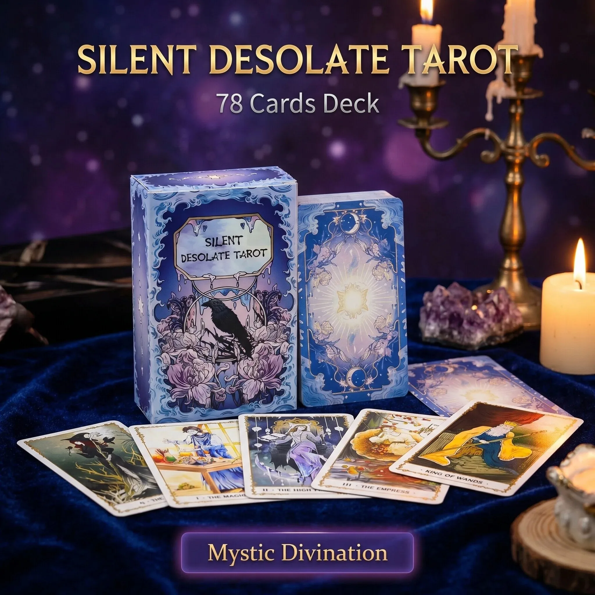 Silent Desolate Tarot-Deck, 78 Karten, Rider-Waite-System, 4,1 x 2,4 Zoll, Wahrsage-Orakelkarten, Schicksalserkennung, Brettspiel