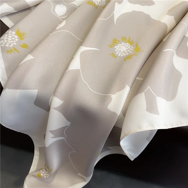 90*90cm Seiden schal Frauen beliebte Druck Foulard Satin quadratischen Kopf Hijab Luxusmarke Schal Banda nna weibliche Schall dämpfer Chiffen Wrap