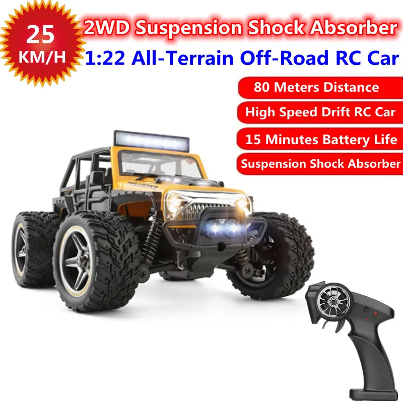 25KM/H 2WD Suspension Shock Absorber High Speed Drift RC Car Cool Ligting RC Racing Car All-Terrain Off-Road Car Toy Gift