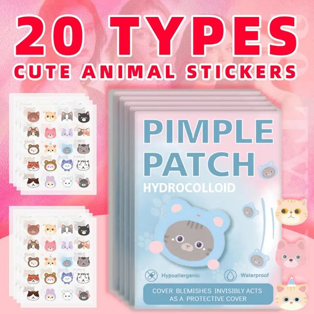 Autocollant de traitement de l'acné en forme de chat mignon, 600 pièces, couverture Invisible contre l'acné, Patch de boutons, soins de la peau Ultra-fins et respirants