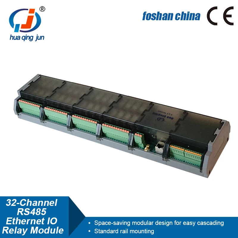 Chingjun 32DI 32DO RS485 وحدة مرحل إيثرنت IO Modbus RTU/TCP 10A G2R-1 SPDT RJ45 مرحلات للتحكم في الإضاءة