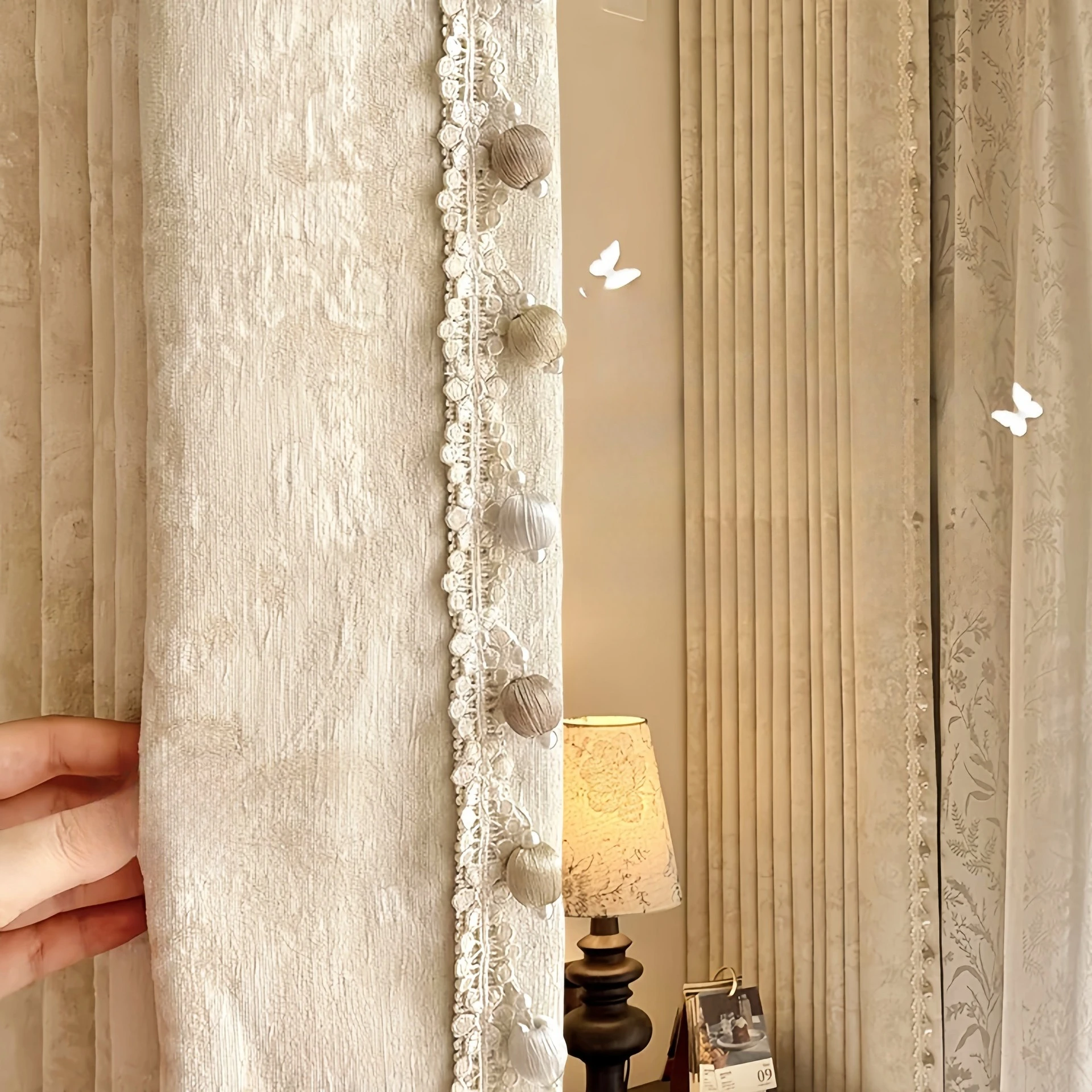 

Light Luxury Modern High-end Blackout Curtains Morris Flower Living Room Bedroom Color-woven Jacquard Curtains