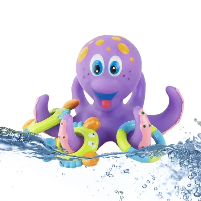 

Octopus Water Toy Sea Creatures Bathtub Toy Sea Animal Toy Smiling Face Design With Colorful Ring Toys For Hand-Eye Coordination