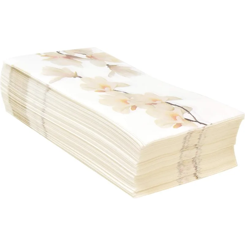 100 Floral White Magnolia Blossom Guest Napkins 3 Ply Disposable Paper Spring Flowers Dinner Hand Napkin