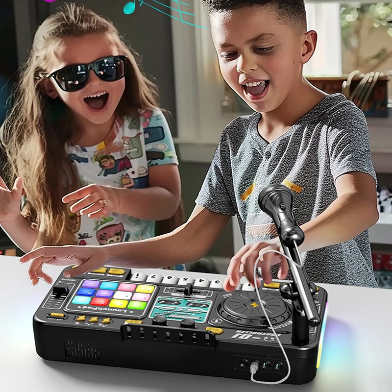 Children Music Toy Simulation DJ Mixer Controller Multifunctional Electronic Organ Dj Player Entertainment Toy Christmas Gifts