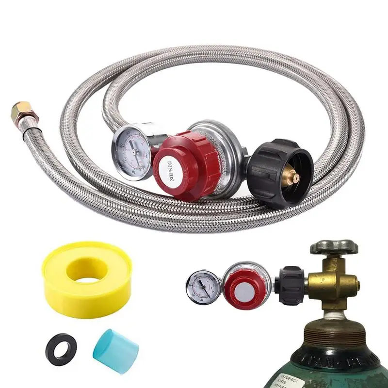 Propane Regulator High Pressure Adjustable Propane Gauge Outdoor Gas Stove Camping Stove Propane Adapter Burner Adapter Kit