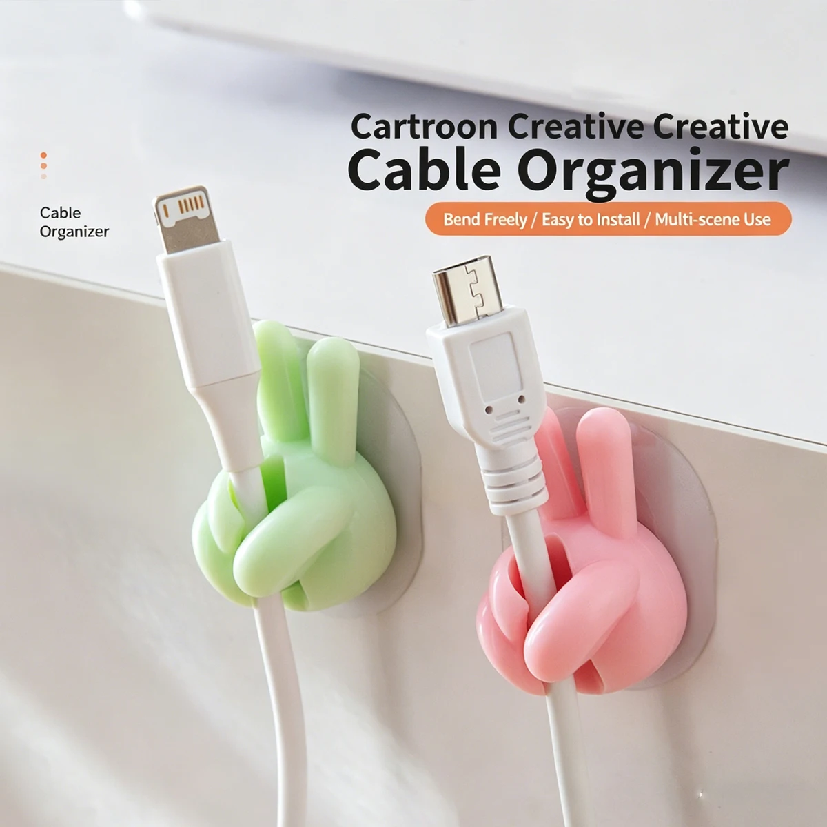 Thumb Hook Cable Organizer Adhesive Non-Piercing Bedroom Cable Tidy Cute Data Cord Clip Fixed Clamp Wire Management