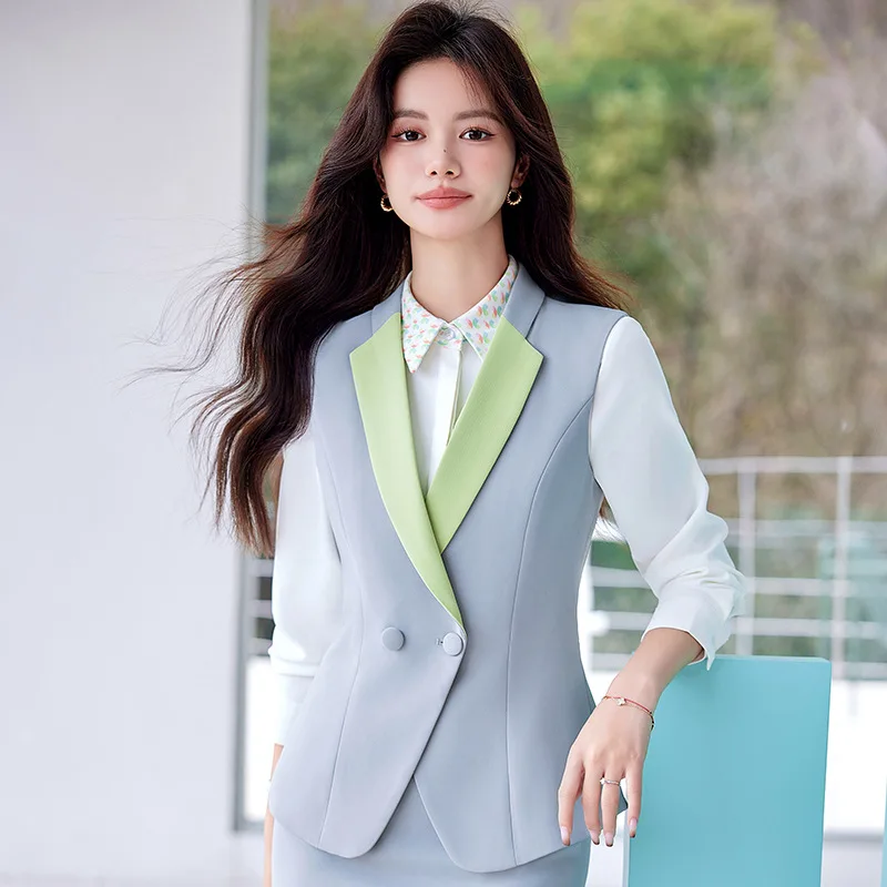 Professional Tailored Suit Vest Suit Women's Spring and Autumn New Hotel Front Stage Work Wear Clothes Temperament Jewelry Shop