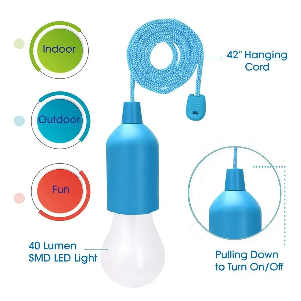 หลอดไฟ LED แบบพกพาแบบย้อนยุคแขวนที่มีสีสันดึงหลอดไฟไฟสำหรับบ้านโรงรถเต็นท์สำหรับลานบ้าน