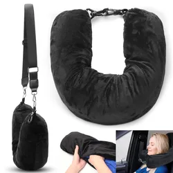 Nuovo cuscino da viaggio imbottito cuscino per il collo regolabile elementi essenziali per il viaggio cuscino multifunzionale per il riposo del sonno cuscino in tessuto di peluche