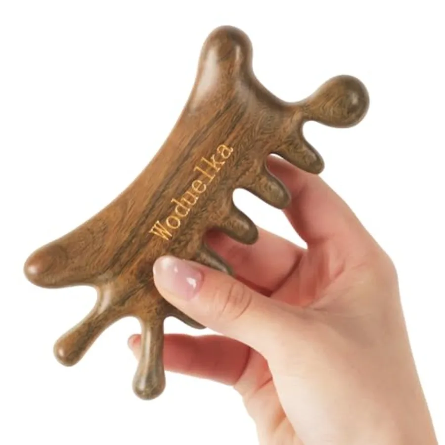

Wooden Gua Sa Facial Tool alwood Guasa Tool ead Neck Body Care, omic Wooden Scalp Masr, Mas Comb Puffin and Str Relief