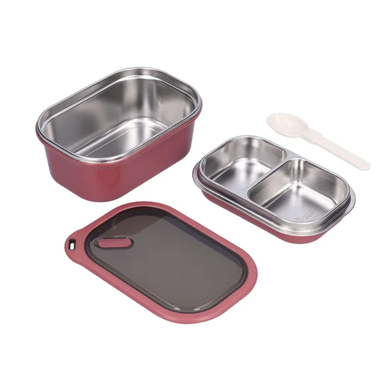 

Коробка для бенто из нержавеющей стали 1,2 л, двухслойный герметичный герметичный контейнер для хранения пищевых продуктов для школьного пикника (синий, красный)