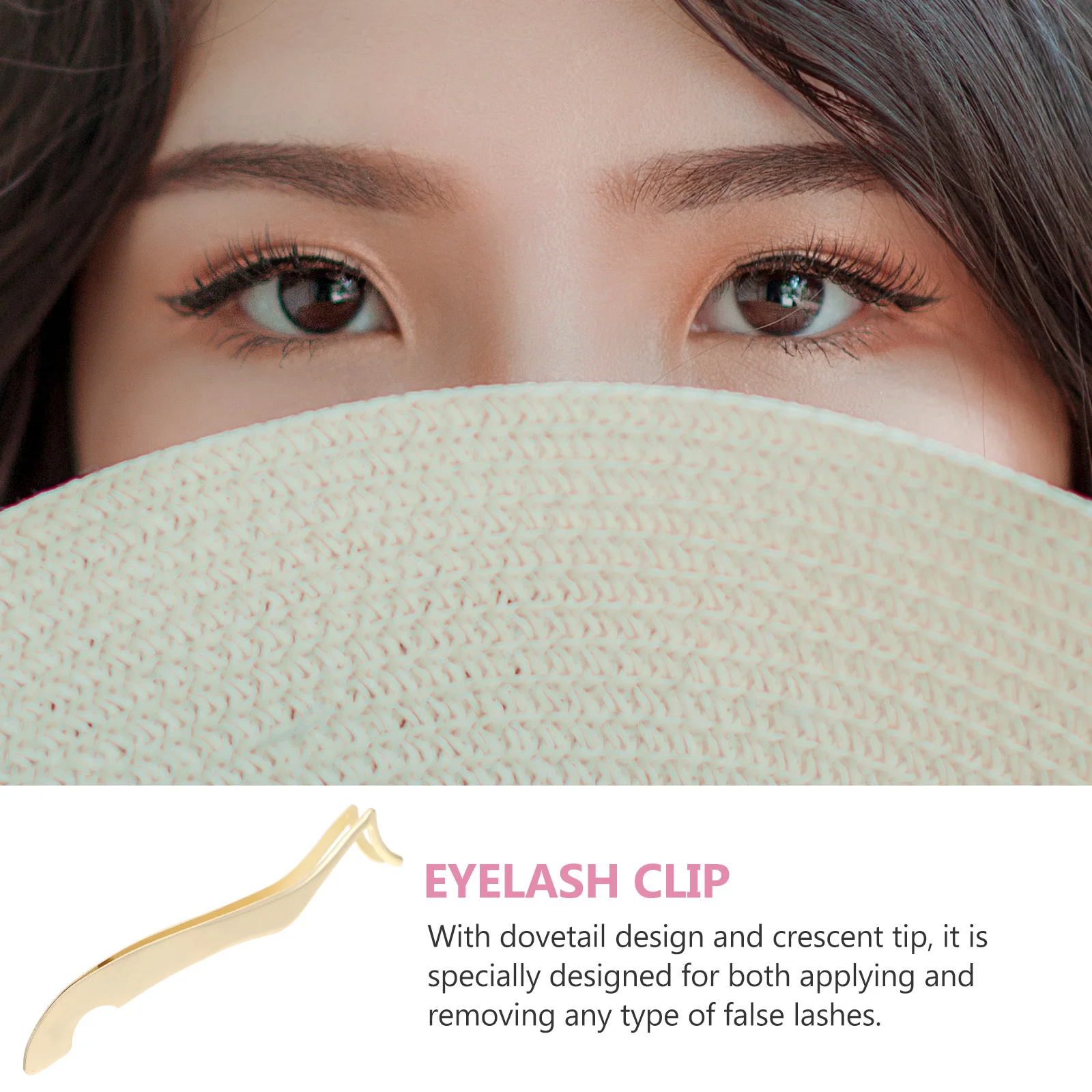 Applicateur de faux cils, pincettes en acier inoxydable, outil applicateur de cils, pointe en croissant, dissolvant de pince à cils de précision