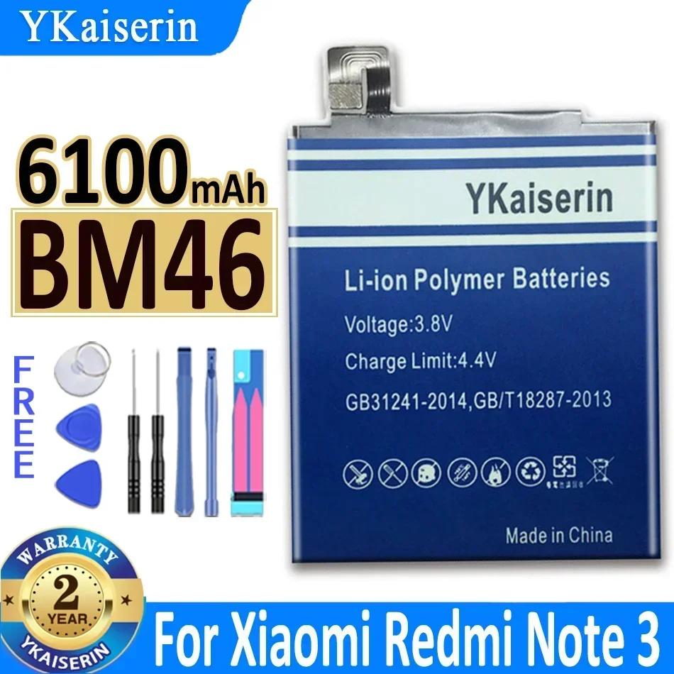 YKaiserin-Batterie pour Xiaomi Mi Note Pro 2, 3, 8, 6, 6X, 5X, 5S, 5, M5, 4 figuré, A2, Redmi Note 3, 4, 4X, Pro 5, 5A Pro, Mi 8 Note2, BatBR non