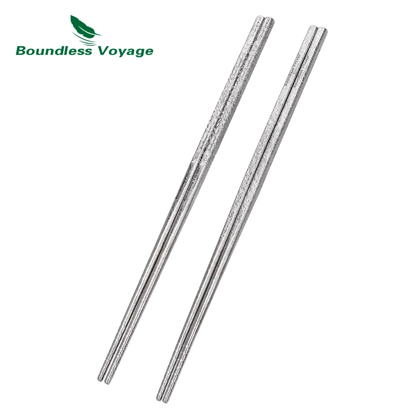 Baguettes carrées solides en titane Boundless Voyage, baguettes de table en métal réutilisables pour la maison