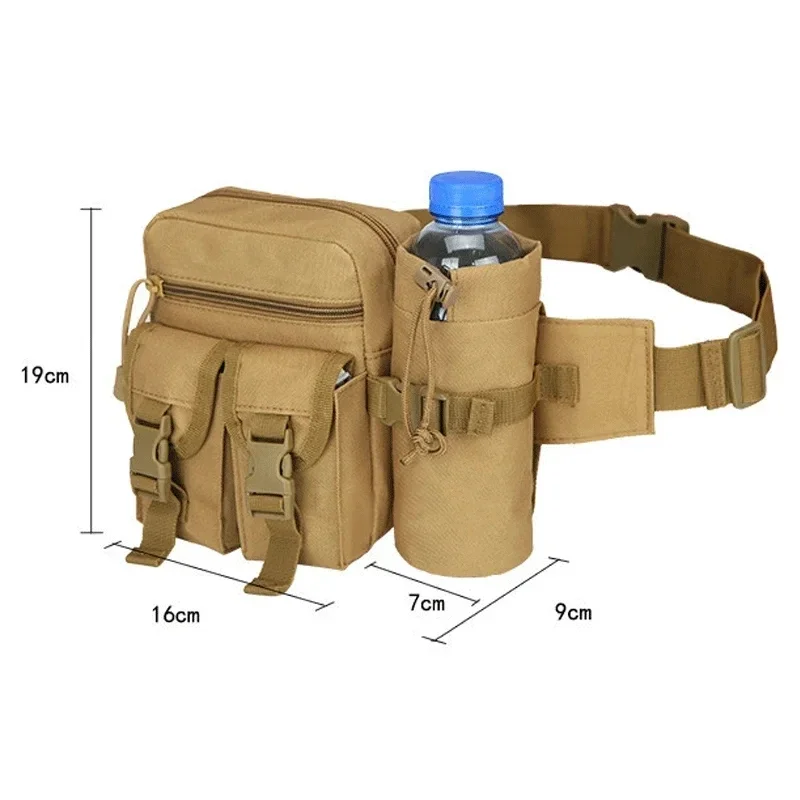 Tactical Men's Waist Bag with Detachable Water Bottle, Belt Bag, Fanny Pack, Travel, Running, Hiking, Cycling